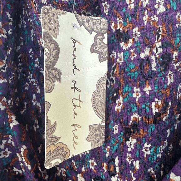 NWT Band Of The Free Womens Purple Ivory Floral Coraline Mini Dress Size XS - Picture 9 of 11